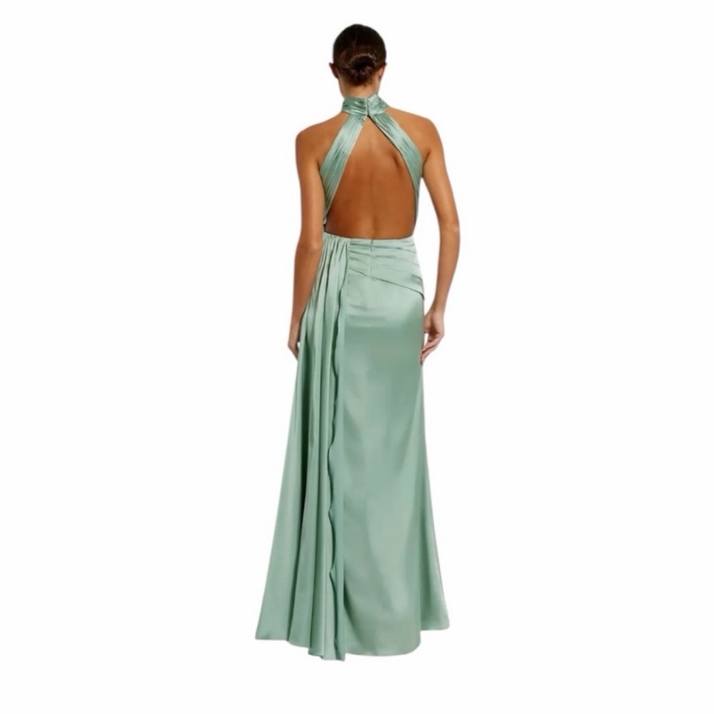 Anthropologie IEENA for Mac Duggal Chic Sage Halter Maxi Dress - Picture 4 of 12